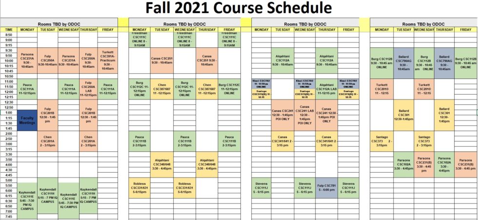 Course Schedule | Department of Computer Science