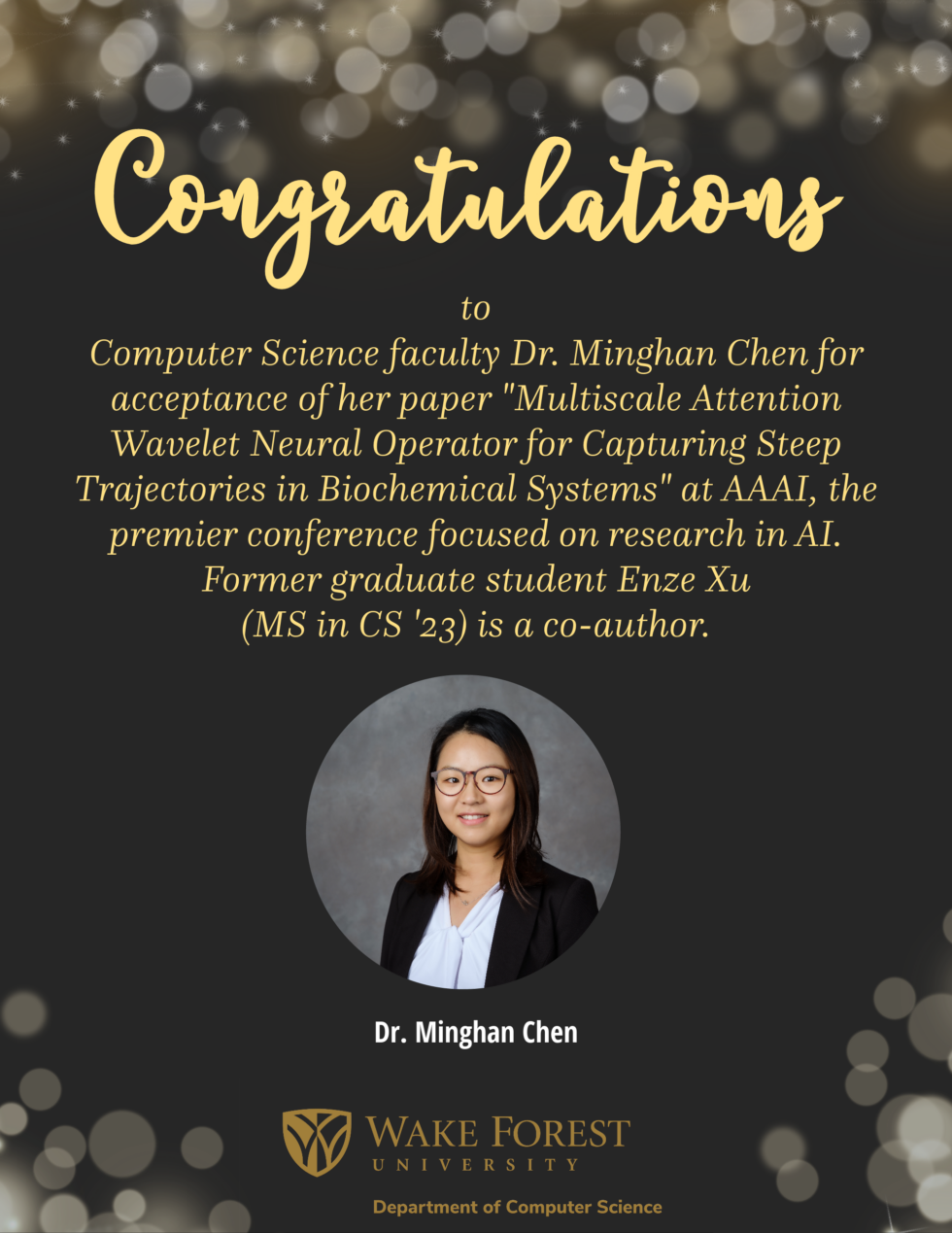 Congratulations to Dr. Minghan Chen for Acceptance of her Paper at AAAI